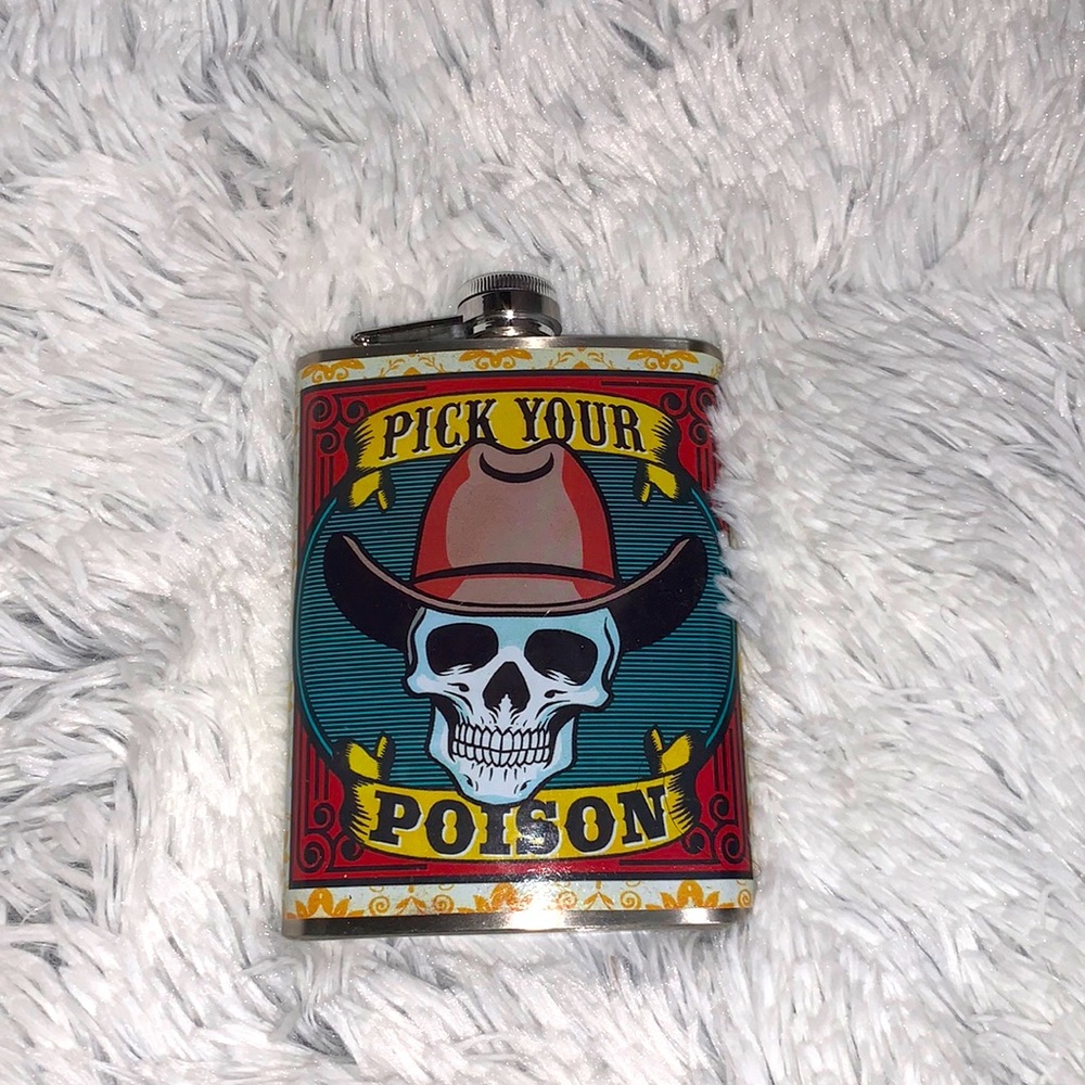 Pick ur poison vintage style stainless steel flask